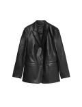 Faux Leather Tailored Single Breasted Blazer