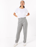 Checked Straight Leg Ankle Grazer Trousers