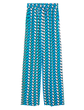 Printed Drawstring Wide Leg Trousers