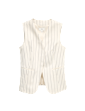Striped V-Neck Longline Waistcoat