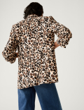 Relaxed Animal Print Ruched Sleeve Blazer