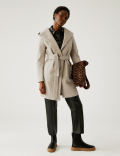 Belted Hooded Wrap Coatigan