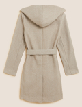 Belted Hooded Wrap Coatigan