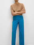 Cotton Blend Slim Fit Ankle Grazer Trousers