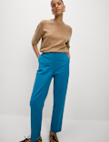 Cotton Blend Slim Fit Ankle Grazer Trousers