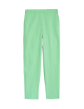 Cotton Blend Slim Fit Ankle Grazer Trousers