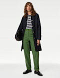 Cotton Blend Slim Fit Ankle Grazer Trousers