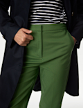Cotton Blend Slim Fit Ankle Grazer Trousers