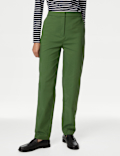 Cotton Blend Slim Fit Ankle Grazer Trousers