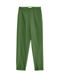 Cotton Blend Slim Fit Ankle Grazer Trousers