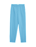 Cotton Blend Slim Fit Ankle Grazer Trousers