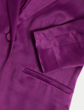 Satin Look Relaxed Single Breasted Blazer