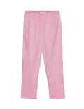 Cotton Blend Slim Fit Cropped Trousers