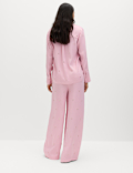 Satin Embellished Relaxed Straight Trousers
