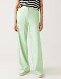Linen Blend Wide Leg Trousers