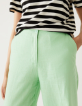 Linen Blend Wide Leg Trousers