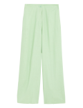 Linen Blend Wide Leg Trousers