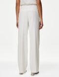Linen Blend Wide Leg Trousers