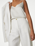 Linen Blend Wide Leg Trousers