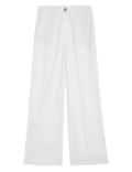 Linen Blend Wide Leg Trousers