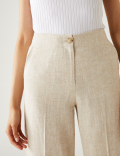 Linen Blend Wide Leg Trousers