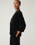 Velvet Relaxed Ruched Sleeve Blazer