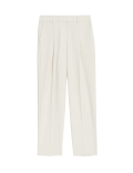 Pleat Front Tapered Ankle Grazer Trousers