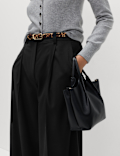 Single Pleat Wide Leg Trousers