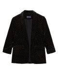 Velvet Studded Ruched Sleeve Blazer