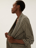 Jersey Dogtooth Ruched Sleeve Blazer Jacket