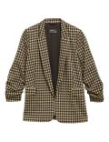Jersey Dogtooth Ruched Sleeve Blazer Jacket