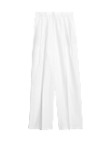 Linen Rich Twill Wide Leg Trousers