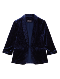 Velvet Animal Print Ruched Sleeve Blazer