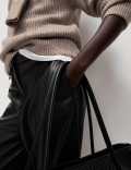 Leather Look Straight Leg Trousers