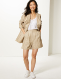 Pure Linen Striped Shorts