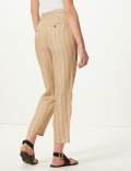 Pure Linen Striped Ankle Grazer Trousers