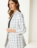Pure Linen Checked Double Breasted Blazer