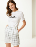 Pure Linen Checked Shorts