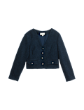 V Neck Fringe Tweed Jacket