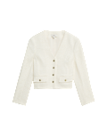V Neck Fringe Tweed Jacket