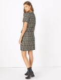 Tweed Checked Shift Mini Dress
