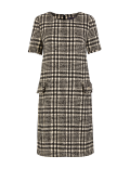 Tweed Checked Shift Mini Dress