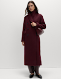 Double Breasted Longline Coat With Wool