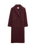 Double Breasted Longline Coat With Wool