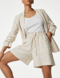 Linen Blend High Waisted Shorts