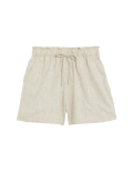 Linen Blend High Waisted Shorts