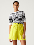 Linen Blend High Waisted Shorts