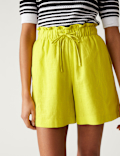 Linen Blend High Waisted Shorts