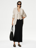 Linen Blend Relaxed Single Breasted Blazer