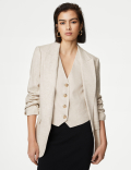 Linen Blend Relaxed Single Breasted Blazer